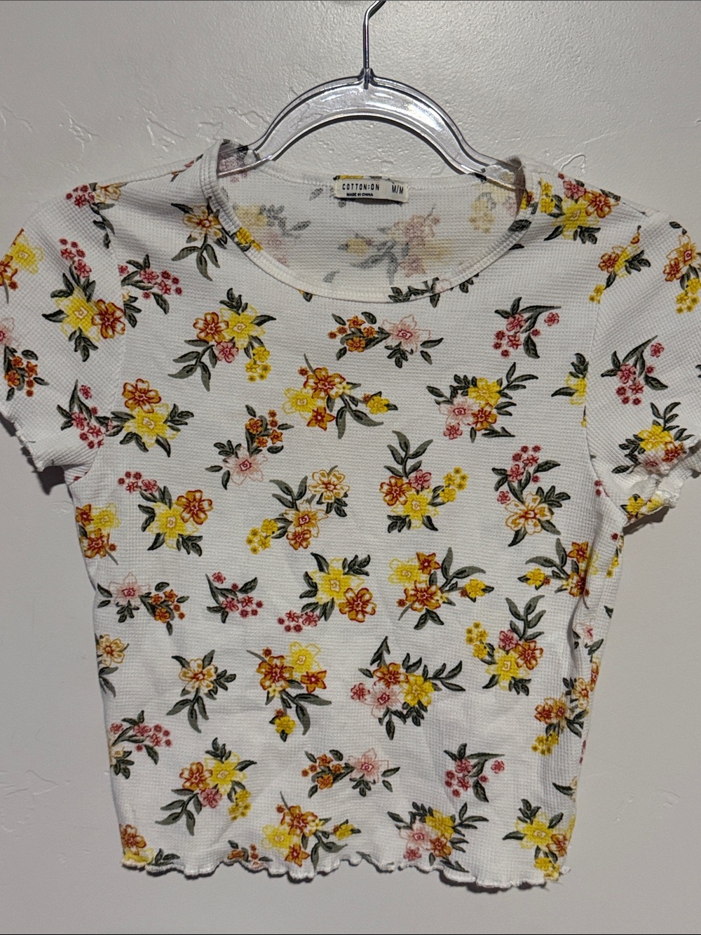Cotton On Floral Crop Top with Yellow & Pink Blooms
